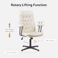 thumbnail image 5 of EYYTHUNG Home Office Desk Chair No Wheels with Arms, Crossleg Adjustable Stationary Ergonomic Office Swivel Working Computer Chair, Cream White, 5 of 7