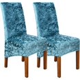 thumbnail image 1 of Hweilai Dining Chair Cover (Green, 2 Piece Set), Crushed Velvet Stretch Chair Protector Cover, Removable Washable Slippers, Fits Restaurant Wedding Chair Cover, 1 of 5
