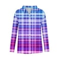 thumbnail image 5 of JSheng Women's Blouse Plaid Printed Fashion Casual Work Loose Long Sleeve Breasted Lapel Shirts for Women Purple M, 5 of 5