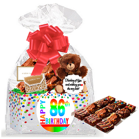 Food Gift Packaging - 86th Birthday / Anniversary Gourmet Food Gift Basket Chocolate Brownie Variety Gift Pack Box (Individually Wrapped) 12pack
