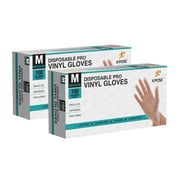 Clear Vinyl Powder Free Disposable Gloves, Latex Free, Food Grade, 4.5 Mil Medium(2 Pack)- Xpose Safety