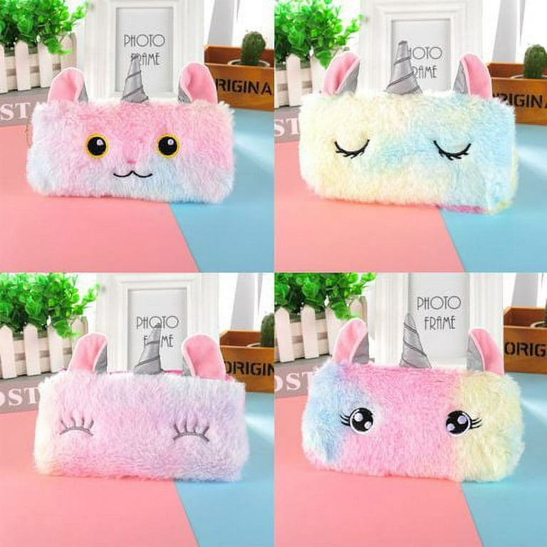 BESTZY Plush Pencil Case, Plush Unicorn Pencil Case, Girls Pencil