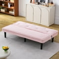 thumbnail image 5 of Jopath 66" Corduroy Loveseat Futon Sofa Bed,Sleeper Sofa Loveseat Convertible Couch for Small Spaces,Apartment, Bedroom,Pink, 5 of 7
