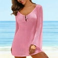 thumbnail image 4 of Generic Womens Beach Crochet Cover Up Summer Sexy V Neck Long Bell Sleeve Mesh Knit Bikini Cover Ups Beach Dresses, 4 of 7