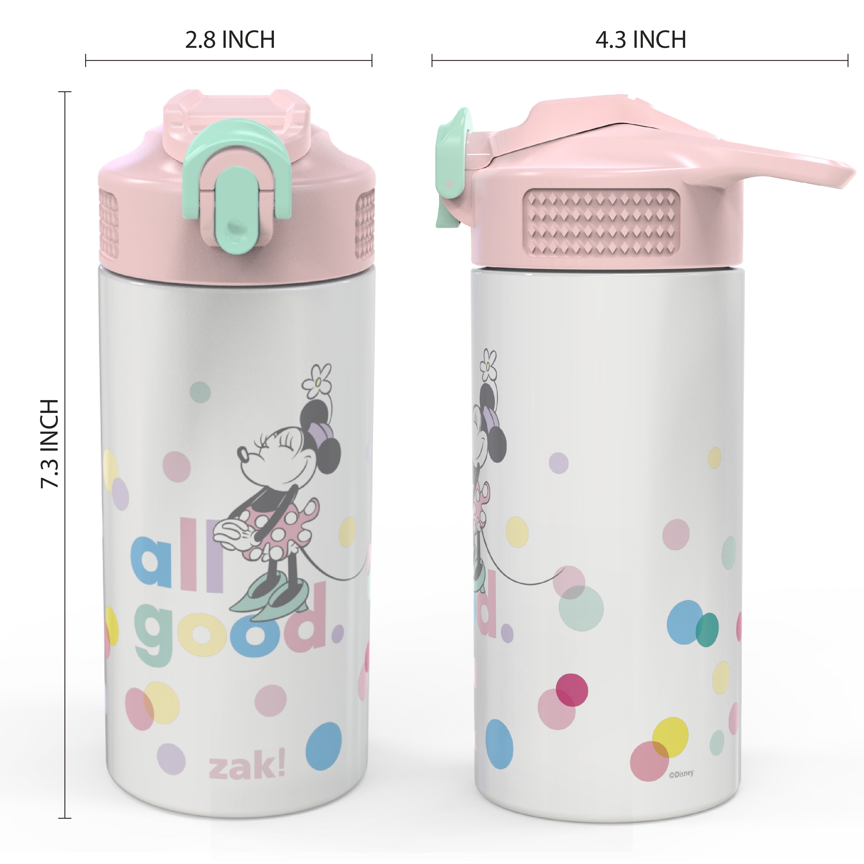 Zak Designs 14 oz Kids Water Bottle Stainless Steel Vacuum Insulated for Cold Drinks Outdoor Hello Kitty, Size: 14 fl oz, Pink