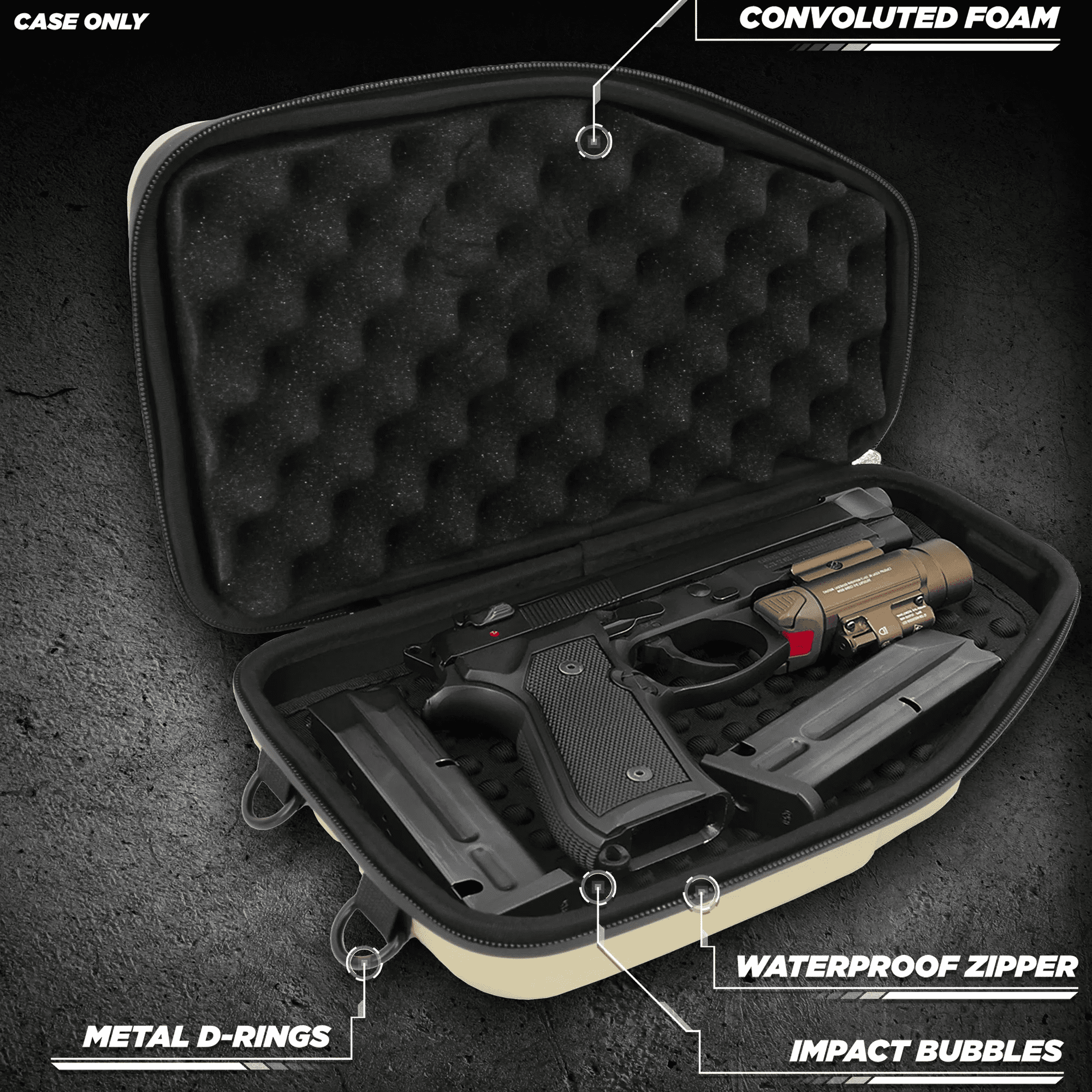 Durable Pistol Case with Foam Interior, Compact and Secure Storage for Handguns
