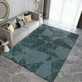thumbnail image 2 of Gray Abstract Marble Area Rugs, Golden Geometric Triangle Lines Green Turquoise Area Carpet, Carpet Mat Fine Fluff Short Velvet Apply to Playroom Cafe Office Door Mats Porch 5x6ft, 2 of 6