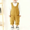 thumbnail image 2 of Tisuna Boys Girls Romper Solid Color Sleeveless Suspenders Jumpsuit Fashion Casual Autumn Winter Kids Overalls Pants Yellow Size 6-12 Months, 2 of 9