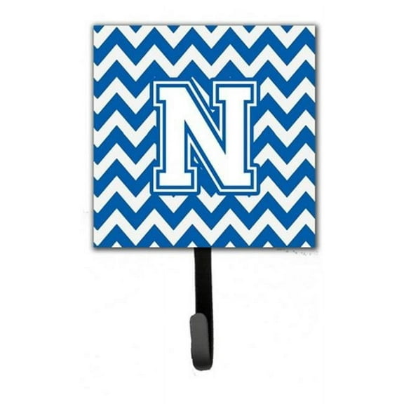 Letter N Chevron Blue & White Leash or Key Holder, 6 x 1.25 x 4.25 in.