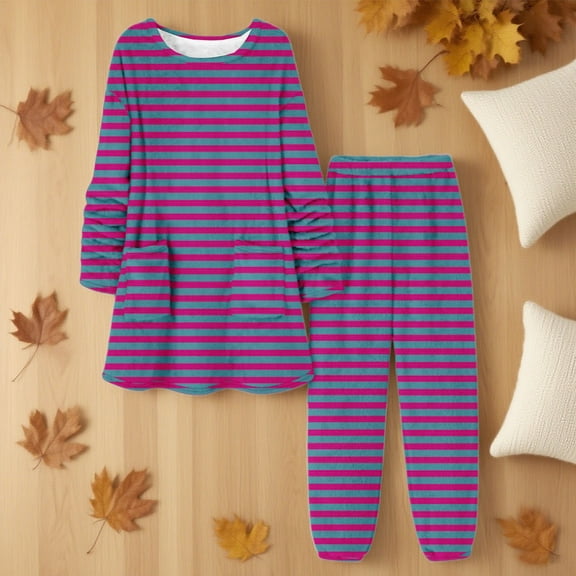 Vetsdori Long Sleeve Pajamas Sets for Women Flannel Fleece 2 Pieces Nightwear Casual Sleepwear Soft Trendy Womens Pajamas Pockets