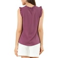 thumbnail image 4 of INSPIRE CHIC Women's Sleeveless Blouse Ruffled Pleated Wear-to-Work Chic Blouse L Dark Purple, 4 of 9