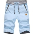 thumbnail image 1 of Men's Shorts Casual Classic Fit Drawstring Summer Beach Shorts with Elastic Waist and Pockets, 1 of 7