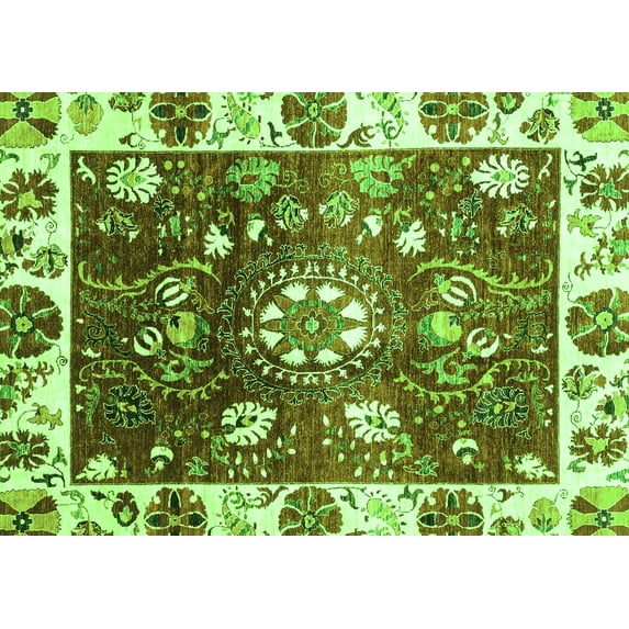 Ahgly Company Indoor Rectangle Oriental Green Traditional Area Rugs, 5' x 7'