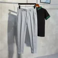 thumbnail image 3 of 9 pantalones de traje para hombre recortados, pantalones blancos para hombre, ropa de estilo coreano de lujo de alta calidad con drapeado fluido, licra, verano 2024, baratos, 3 of 5