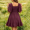 thumbnail image 5 of IUYRTFE Women's Flutter Sleeve Embroidered Mini Dress V Neck Tiered Ruffle Summer Casual A Line Dress, 5 of 6