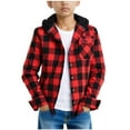 thumbnail image 7 of Boys and Girls Plaid Shirts Jackets Children's Button Casual Long Sleeve Outwear Fall School Hoodies Kids Boy Fashion Color Block Hooded Jackets, 7 of 7