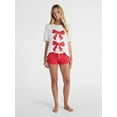 thumbnail image 2 of No Boundaries Sleepwear Cotton Tee and Boxer Shorts Set, 2-Piece, Women’s, 2 of 5