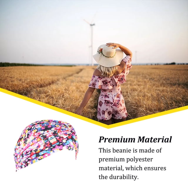 Turban Caps Multipurpose Pleated Supple to Touch Woman Accessories Sleep Hats Simple Design Breathable Polyester Women Hat Colorful
