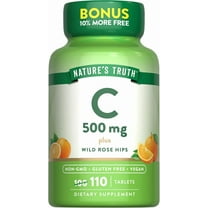 Vitamin C with Rose Hips 500 mg | 110 Tablets | Vegan, Non-GMO, Gluten Free | by Nature's Truth
