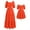 Orange, variant on FYMNSI Mommy and Me Square Neck Dresses Solid Color Ruffled Maxi Dress with Pockets Cutout Waist Tiered Matching Outfits Blue (Girl 2T)