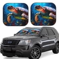 thumbnail image 2 of Daiia Ice Blue Ocean Sea Turtle 2PCS Car Windshield Sun Shade, Foldable Sun Shield for Car Front Window, Auto Sun Blocker Visor Protector Universal for Truck SUV Pickup-Large, 2 of 7