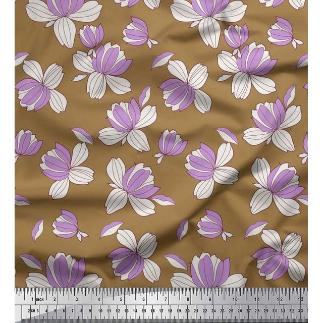 Soimoi Rayon Fabric Petals Floral Printed Craft Fabric by The Yard 56 Inch Wide