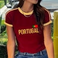 thumbnail image 4 of Trendfront Womens Portugal Letter Graphic T Shirts Crewneck Short Sleeve Contrast Country Pride Football Fan Tee Tops, 4 of 7