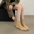 thumbnail image 5 of Tawop Womens Boots Mid-Calf Low Heel Winter Pointy Toe Suede Fall Boots, 5 of 5