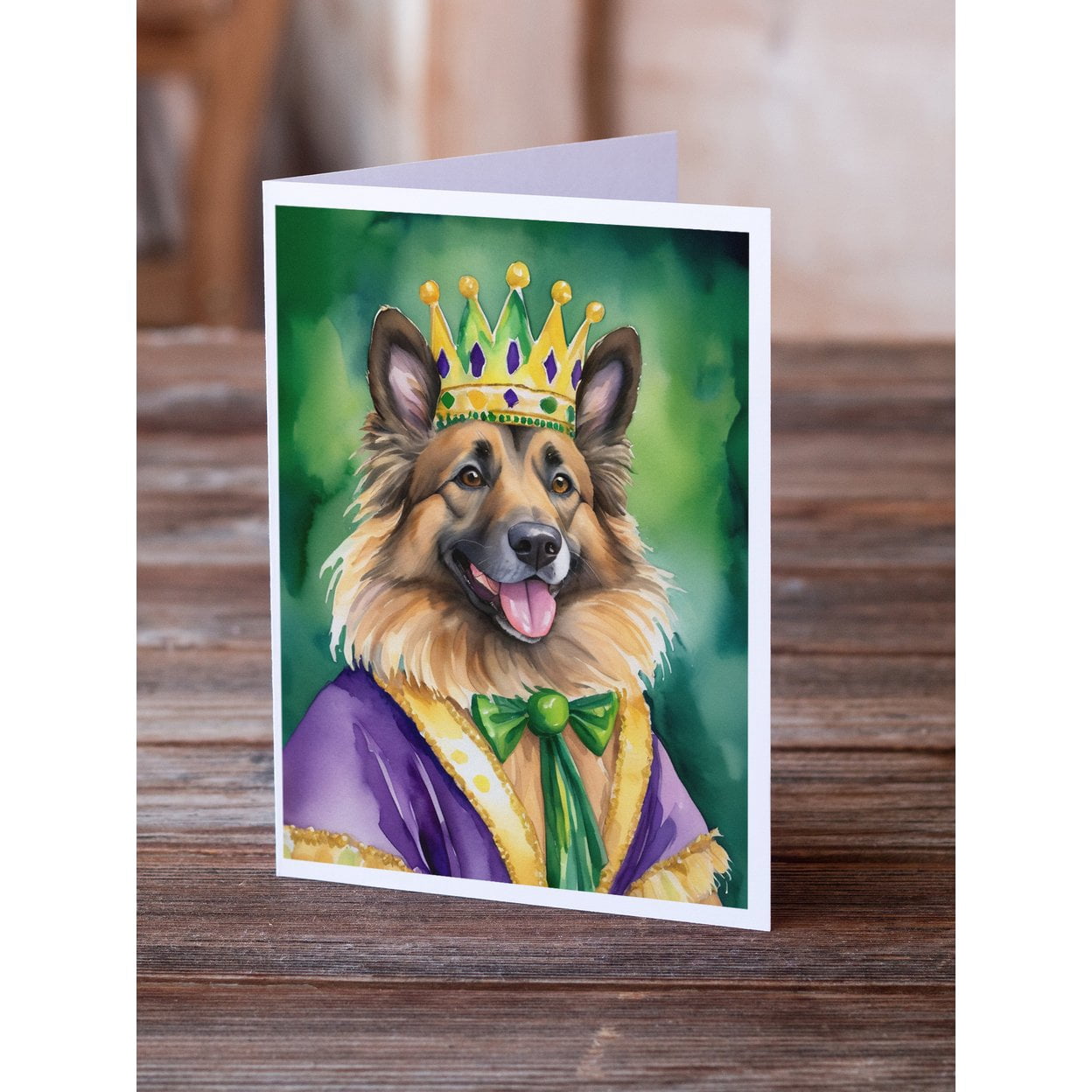 Belgian Tervuren King of Mardi Gras Greeting Cards Pack of 8 7 in x 5 in