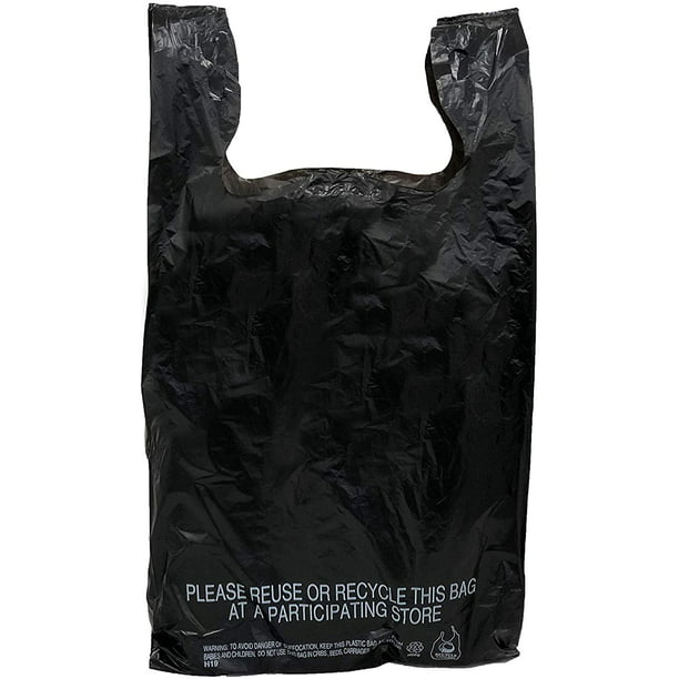Reli. T-Shirt Bags, Plastic Grocery Bags with Handles, Wholesale 300 Bags (Plain Black ...