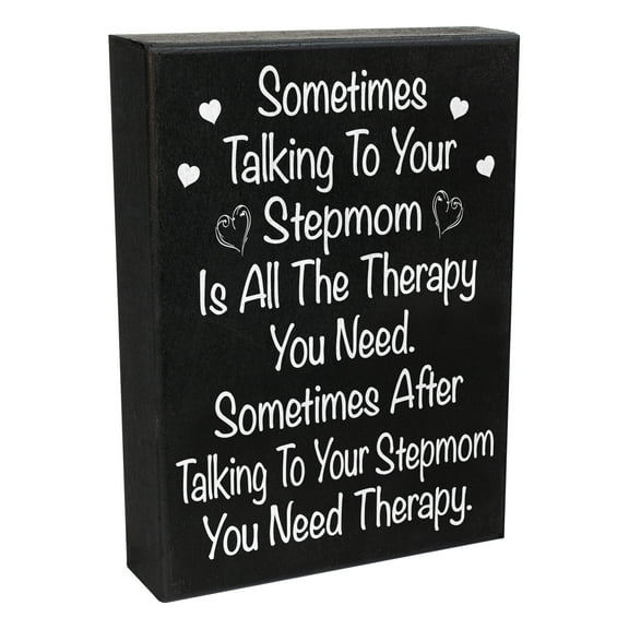 JennyGems Funny Stepmom Gifts, Sometimes Talking To Your StepMom Is All the Therapy You Need Wooden Sign, Bonus Mom, Gift for Stepmom, Made in USA