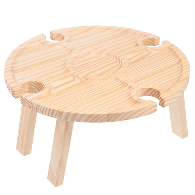 QUMIIRITY 1Ensemble Table Ronde Portable Rangement Collation Matériau Bois Design Simple pour Rassemblement Extérieur Pique-Nique Fête