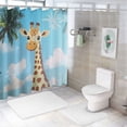 thumbnail image 7 of Patifu Giraffe Palm Trees Blue Sky Shower Curtain 100% Polyester Chic Modern Bathroom Decor with Hooks 36"x72, 7 of 7