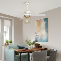 Modern Ceiling Fan Light with Remote Control Champagne Gold Lampshade Pendant Light Fixture Without Bulb