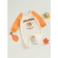 thumbnail image 3 of Liacowi Baby Boys Girls Footies Rompers Infant Thanksgiving Jumpsuit Raglan Long Sleeve Letter Print One Piece Bodysuits 0-18 Months Newborn Fall Clothes, 3 of 7