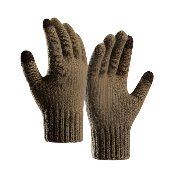 TELOLY Men's Pure Wool Knitted Gloves with Lining