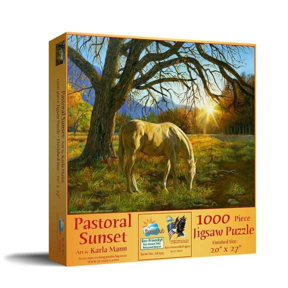 SUNSOUT INC - Pastoral Sunset - 1000 pc Jigsaw Puzzle by Artist: Karla Mann - Finished Size 20" x 27" - MPN# 26294