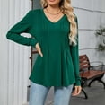 thumbnail image 6 of vdgthytj Long Sleeve Shirts for Women Trendy V Neck Pleated Tunic Tops Ladies Going out Dressy Blouses, 6 of 9