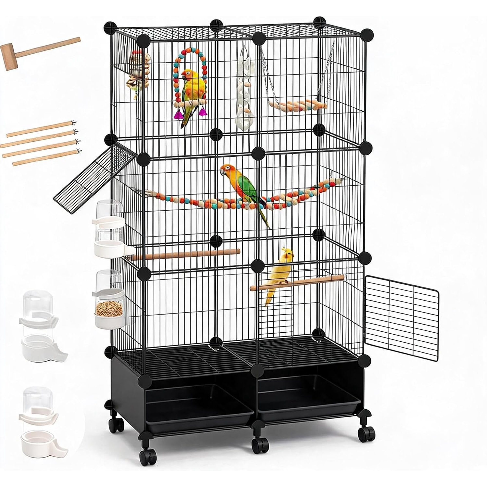 Large Metal Flight Bird Cage for Small & Medium Birds. Parakeet Cockatiel Canary