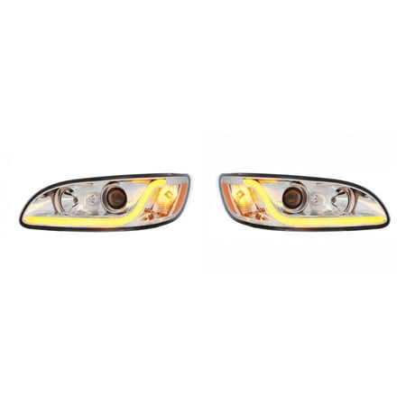Chrome Fog Light Trim - Peterbilt 386 / 387 Projection Headlight with Chrome Trim - Driver and Passenger