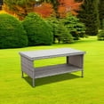 thumbnail image 6 of WAROOM Outdoor PE Wicker Coffee Table - Patio Rattan Garden Side End Tea Table with Glass Top Furniture, Grey, 6 of 8