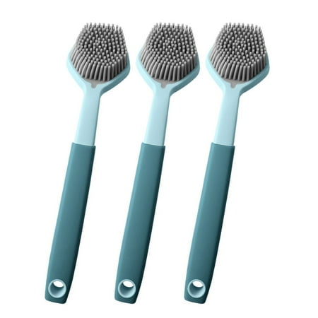 

3 soft non-scratch pan plastic long-handle silicone brush kitchen decontamination cleaning brush