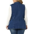 thumbnail image 3 of Agnes Orinda Plus Size Women's Denim Jacket Sleeveless Waistline Notched Lapel Button Denim Vests, 3 of 5
