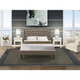 thumbnail image 2 of East West Furniture KD16Q-2GA0C 3 Pc Queen Bed Set - Queen Size Bed Dark Khaki Headboard with 2 Night Stand - Black Finish Legs, 2 of 8