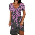 thumbnail image 2 of DailyTrove Women's Leaf Print V-Neck Midi Dress, Short Sleeve, Casual Daily & Garden Wear, Lightweight Rayon Blend, 2 of 6