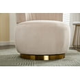 thumbnail image 3 of 360-Degree Swivel Accent Armchair with Wide Upholstered Seat and Metal Base, Round Barrel Chairs in Fluffy Velvet Fabric for Living Room, Bedroom, Beige, 3 of 8