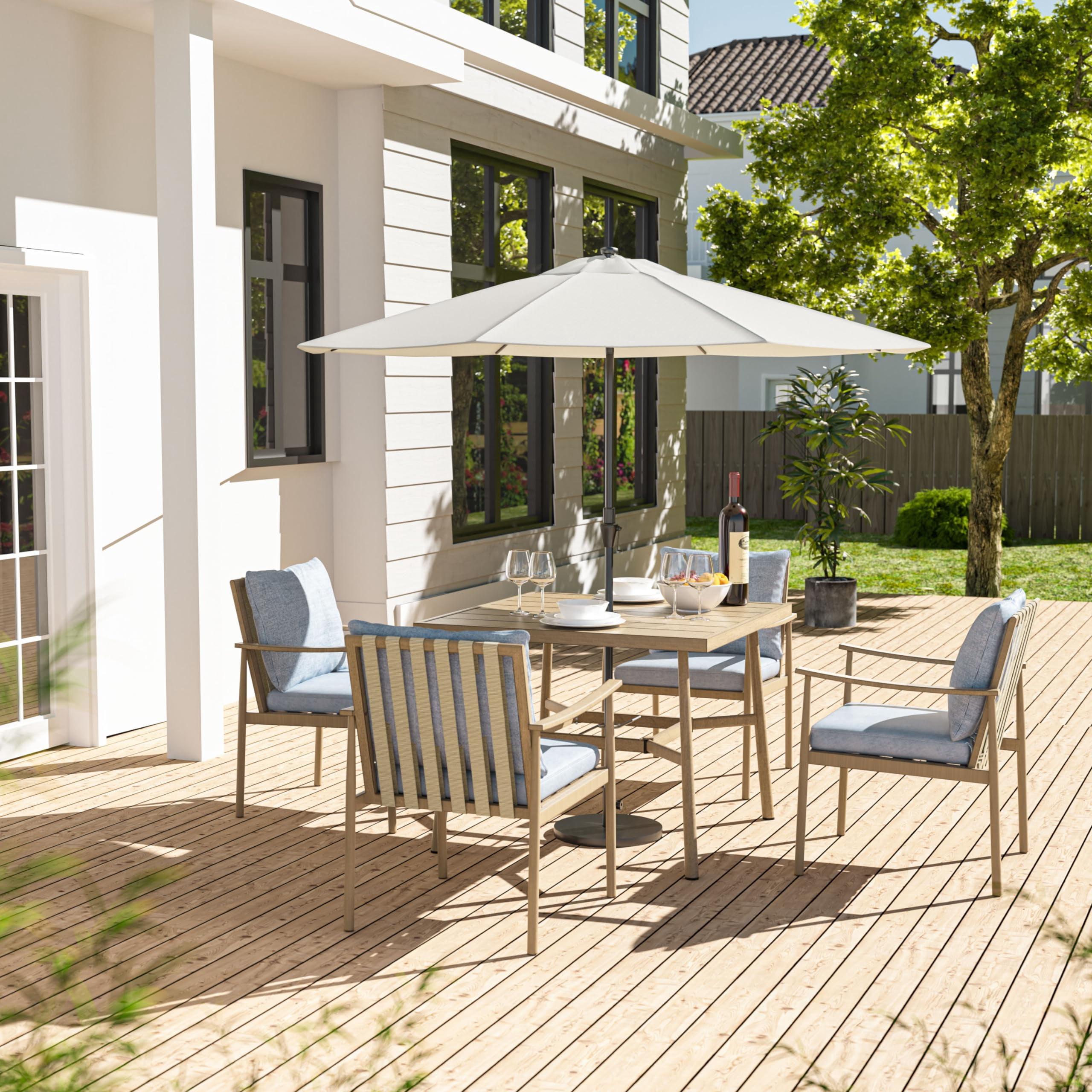 Aluminum Outdoor Dining Chairs Set of 4, Patio Dining Chairs with Cushion, Backrest and Armrest
