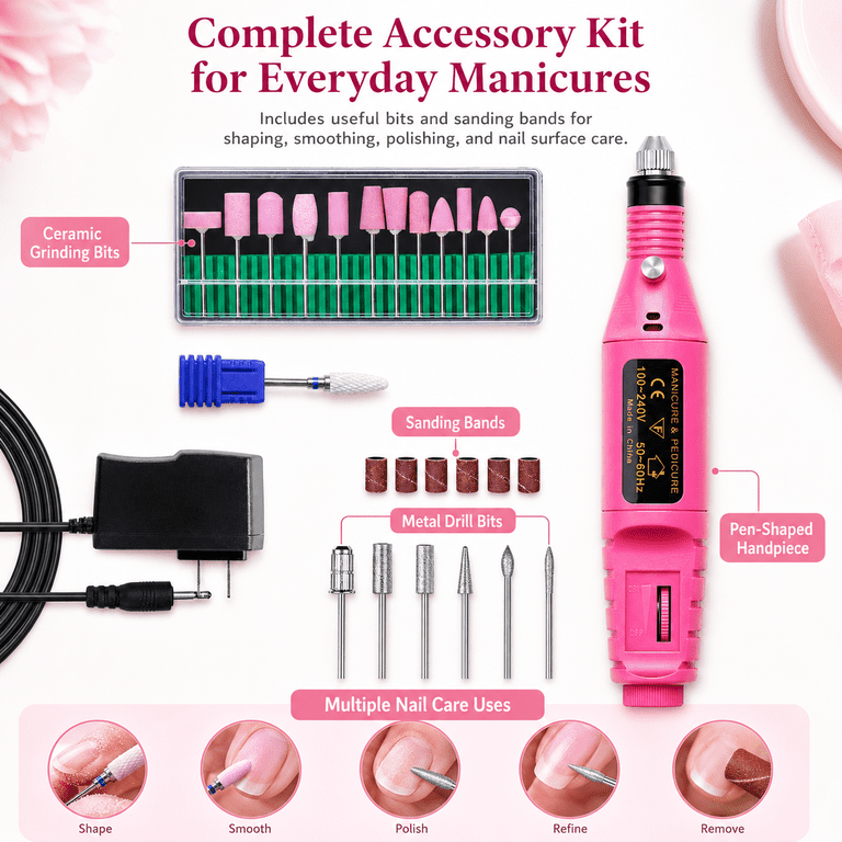 NIUTA 20000 RPM Electric Nail Drill Kit, Pink photo 7