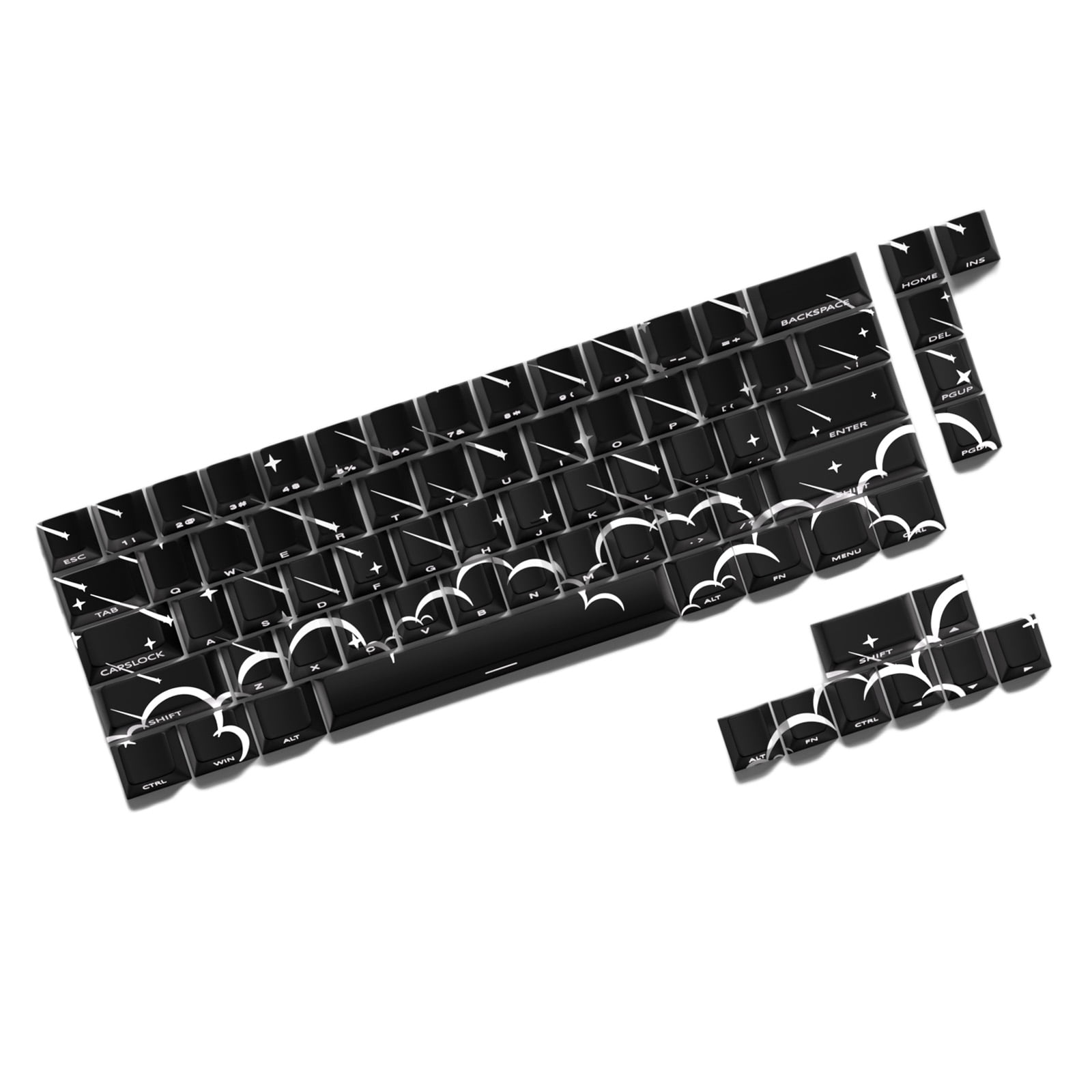 74 Keycaps with Star Rain Design, Side-Print Backlighting Mechanical Keyboards