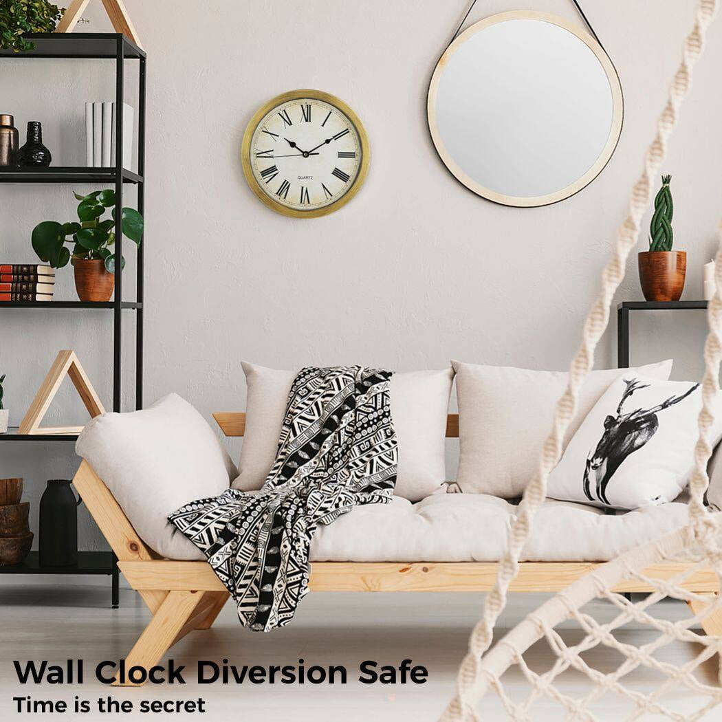 Wall Clock Hidden Safe, 10 inch Wall Safe Clock with Hidden Compartments for Home Office Hotel